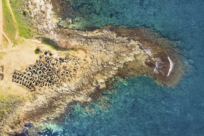 Framed Print : Necropolis of Son Real Print from Drone, Majorca, Spain Framed Print : Necropolis of Son Real Print from Drone, Majorca, Spain