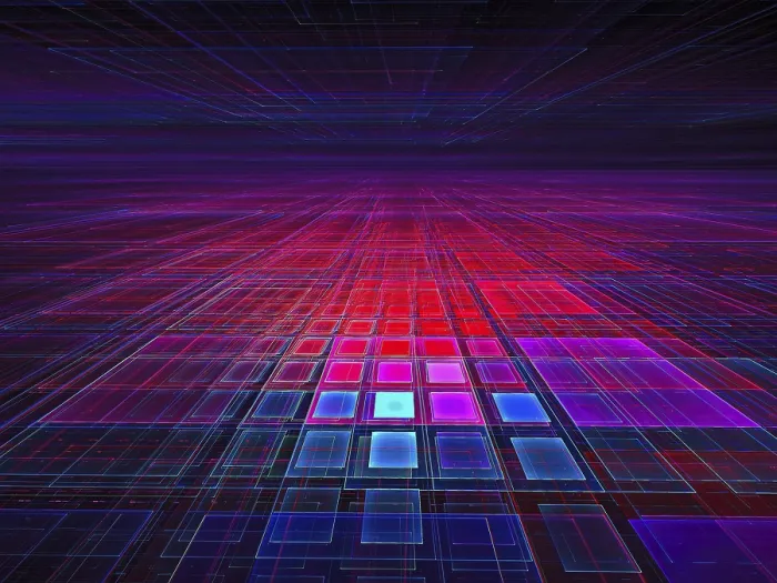 Framed Print : Neon Glowing Grid Print - Abstract 3D Art Framed Print : Neon Glowing Grid Print - Abstract 3D Art