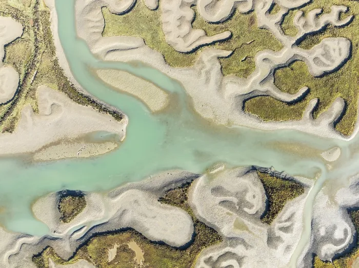 Framed Print : Print: Aerial View of Marshland Channels, Cadiz Province, Spain Framed Print : Print: Aerial View of Marshland Channels, Cadiz Province, Spain