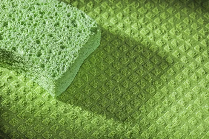 Framed Print : New Kitchen Sponge on Dishrag Print Framed Print : New Kitchen Sponge on Dishrag Print