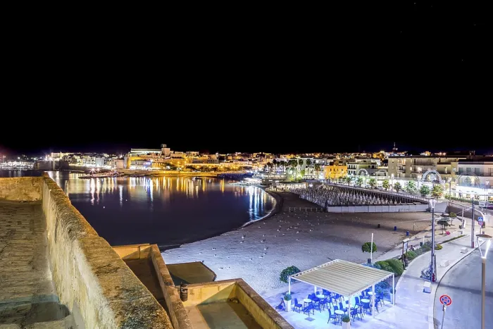 Framed Print : Night View of Otranto Harbor Print, Italy Framed Print : Night View of Otranto Harbor Print, Italy