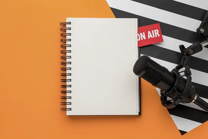 Framed Print : Empty Notebook Microphone Print Framed Print : Empty Notebook Microphone Print