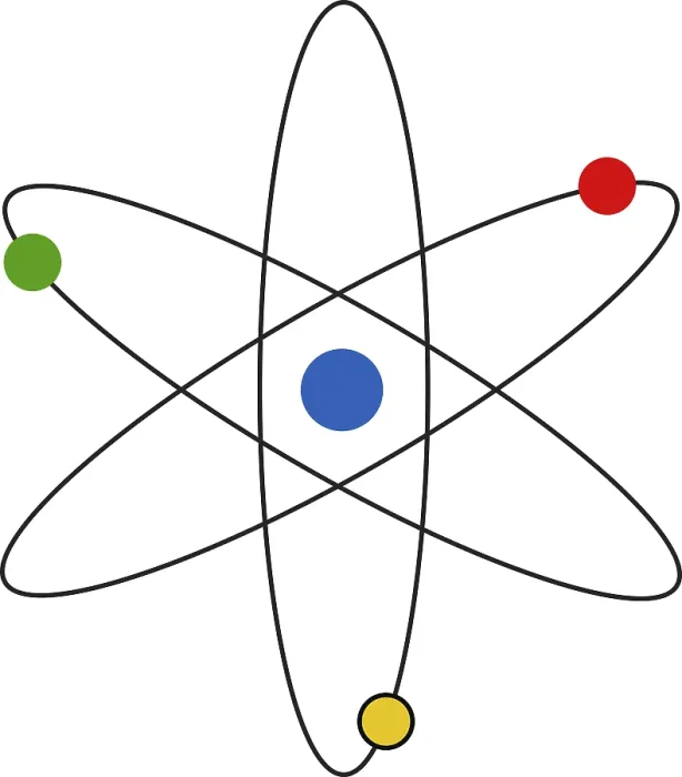 Framed Print : Nucleus Atom Icon Vector Print on White Background