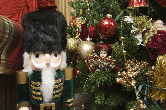 Framed Print : Nutcracker and Christmas Decorations Print Framed Print : Nutcracker and Christmas Decorations Print