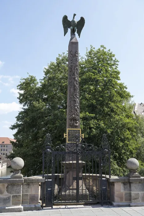 Framed Print : Nuremberg Charles Bridge Obelisk Print, Germany
