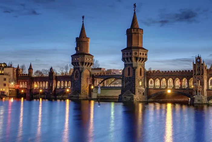 Framed Print : The Oberbaum Bridge in Berlin Print at Sunset Framed Print : The Oberbaum Bridge in Berlin Print at Sunset