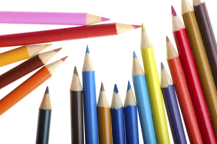 Framed Print : Object on White - Colored Crayon Print Close Up