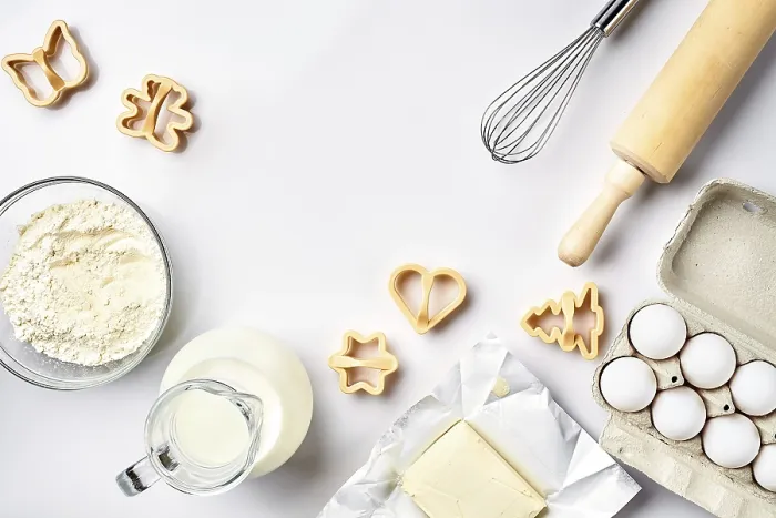 Framed Print : Baking Print: Still Life with Ingredients and Molds Framed Print : Baking Print: Still Life with Ingredients and Molds