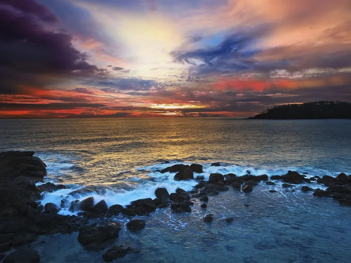 Framed Print : Ocean Sunset Print with Majestic Cloudscape Framed Print : Ocean Sunset Print with Majestic Cloudscape