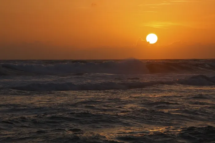 Framed Print : Ocean Sunset with Large Sun Print Framed Print : Ocean Sunset with Large Sun Print