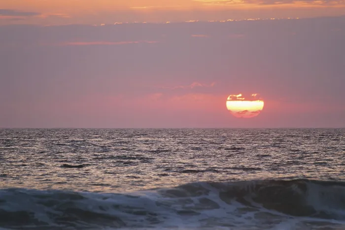 Framed Print : Ocean Waves at Sunset Print