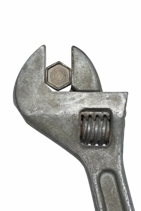 Framed Print : Adjustable Spanner Print with Bolt Isolated