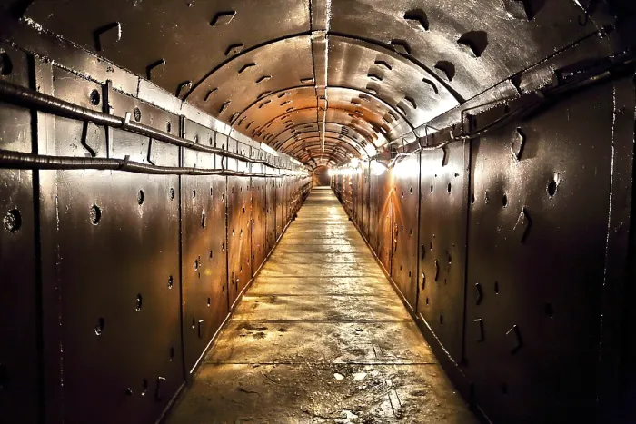 Framed Print : Old Bunker Print: Cold War Shelter Corridor Framed Print : Old Bunker Print: Cold War Shelter Corridor