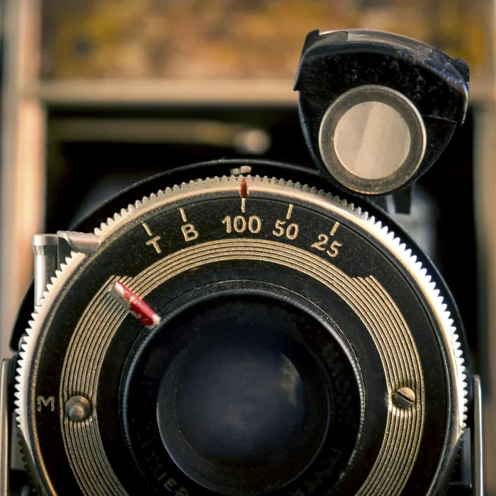 Framed Print : Vintage Camera Print on Brown Background Framed Print : Vintage Camera Print on Brown Background