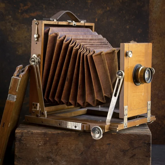 Framed Print : Brown Background Print of Old Camera Framed Print : Brown Background Print of Old Camera