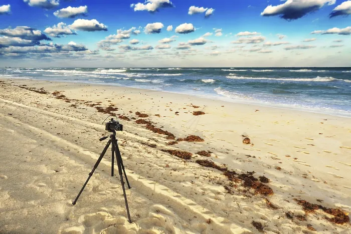 Framed Print : Old Camera on Sandy Beach Print Framed Print : Old Camera on Sandy Beach Print