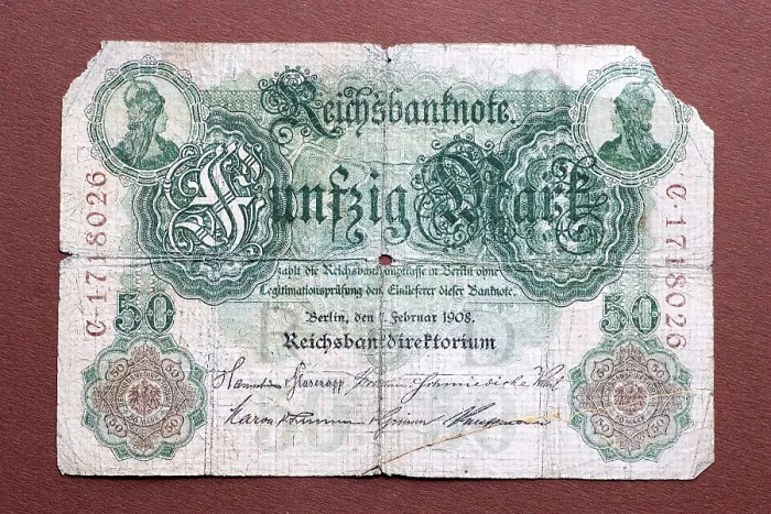 Framed Print : Old German Banknote Print 1908 Framed Print : Old German Banknote Print 1908