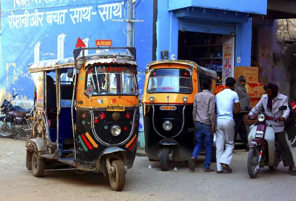 Auto Rickshaw in Nawalgarh Old Art Prints, Posters Puzzles