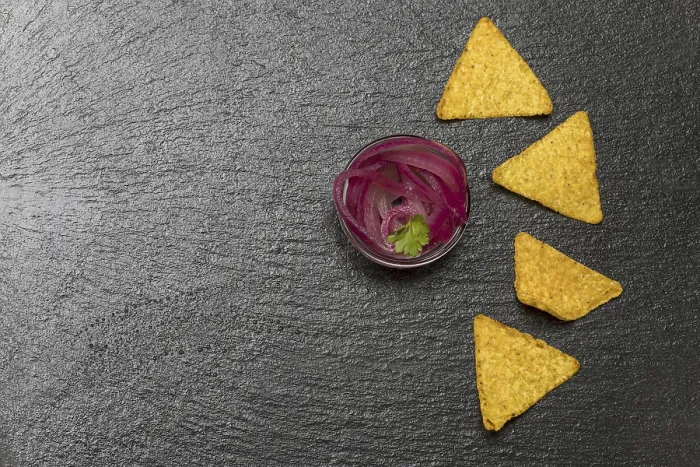Framed Print : Onion Salsa with Chips Print on Slate Framed Print : Onion Salsa with Chips Print on Slate