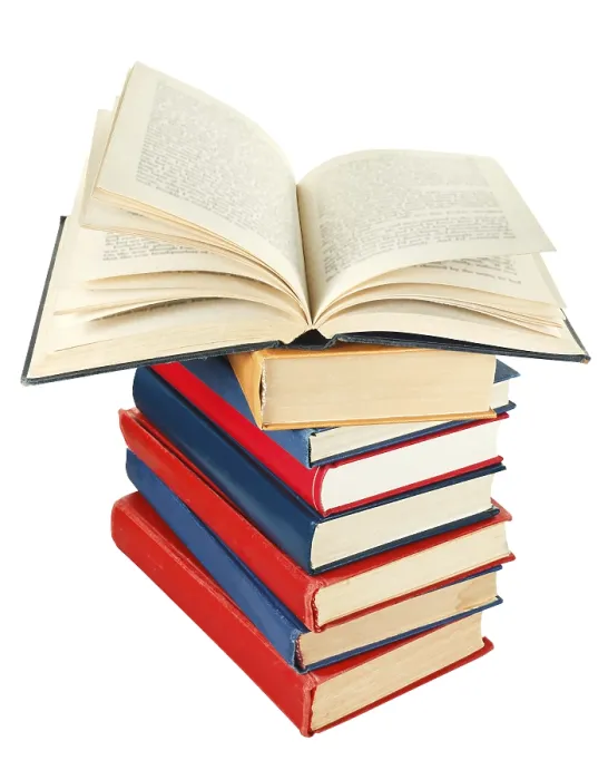 Framed Print : Open Book Print on Stack of Books Isolated White Background Framed Print : Open Book Print on Stack of Books Isolated White Background