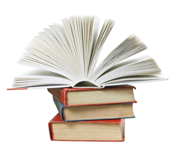 Framed Print : Open Book Print on Stack of Books Isolated White Background Framed Print : Open Book Print on Stack of Books Isolated White Background