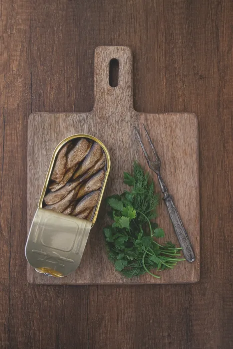 Framed Print : An Open Can of Sprats Print, Top View Framed Print : An Open Can of Sprats Print, Top View