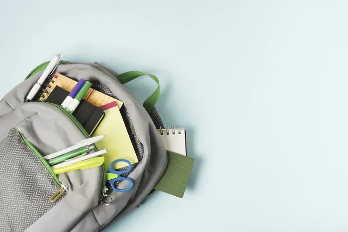 Framed Print : Opened Backpack with School Supplies Print Framed Print : Opened Backpack with School Supplies Print