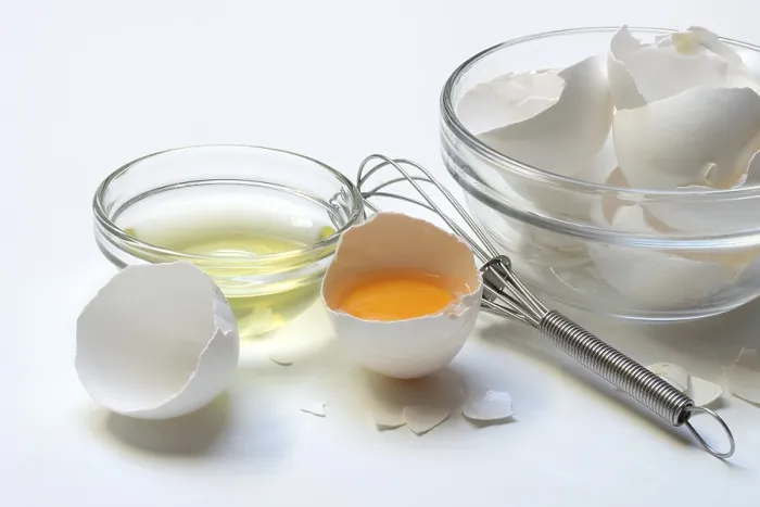Framed Print : Opened Hen's Egg Print: Egg White in Shell and Shells