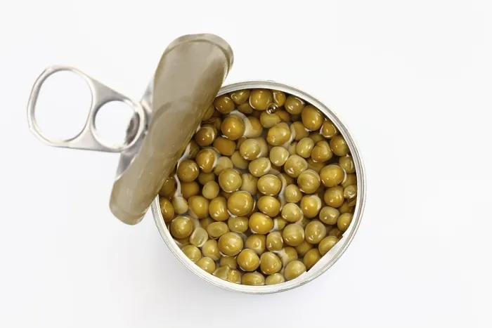 Framed Print : Opened Tin of Peas Print from Above Framed Print : Opened Tin of Peas Print from Above