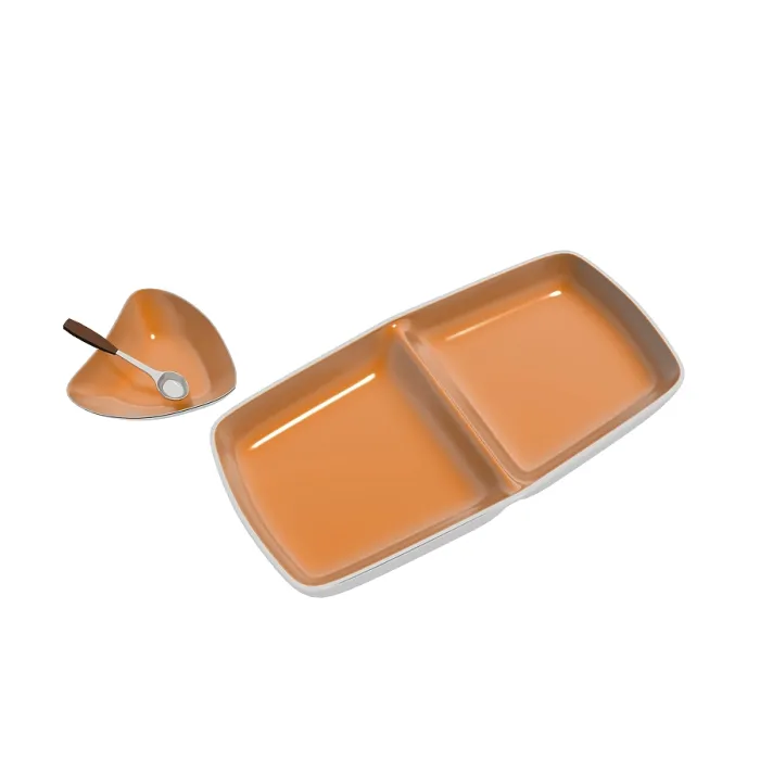 Framed Print : Orange Ceramic Serving Dishes Print