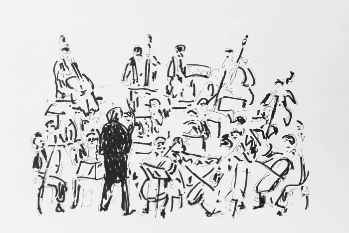 Framed Print : Gerhard Kraus Print: Orchestra with Conductor Framed Print : Gerhard Kraus Print: Orchestra with Conductor
