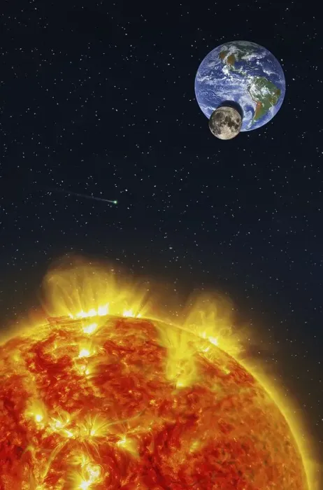 Framed Print : Solar Eclipse Print: A Celestial Scene from the Sun's Perspective Framed Print : Solar Eclipse Print: A Celestial Scene from the Sun's Perspective