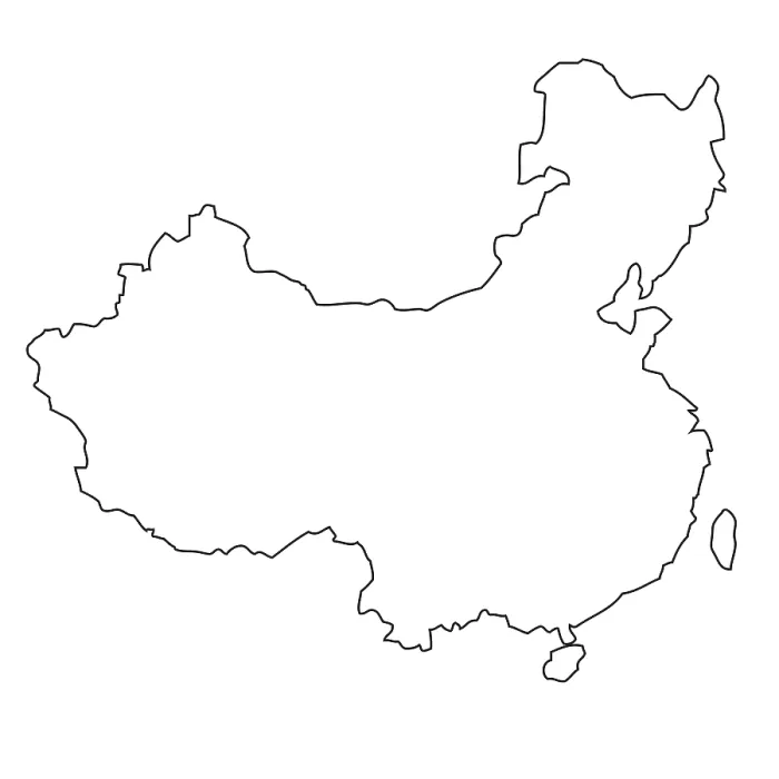 Framed Print : China Outline Map Print Framed Print : China Outline Map Print