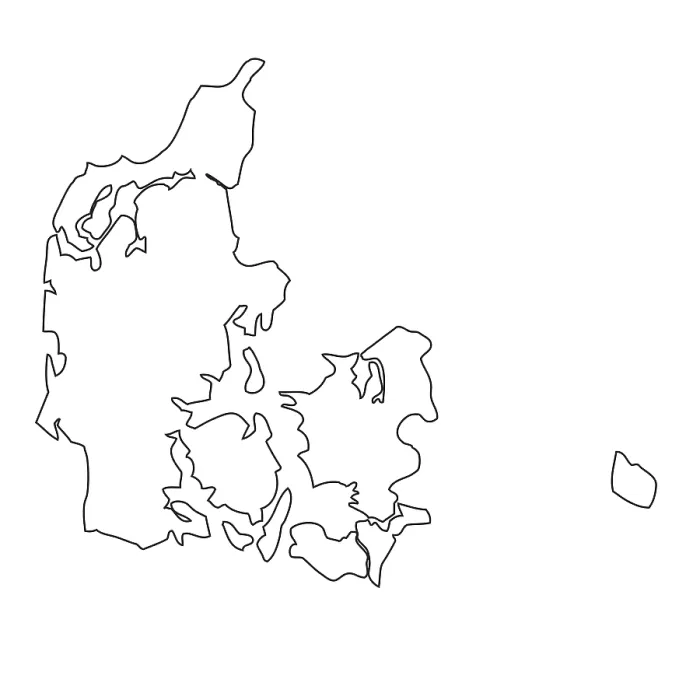 Framed Print : Denmark Outline Map Print Framed Print : Denmark Outline Map Print