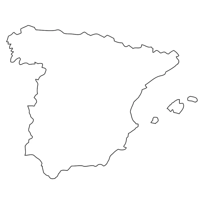 Framed Print : Outline Map of Spain Print