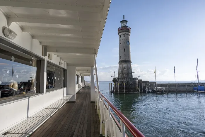 Framed Print : Outside Deck Print of Passenger Ship at Lindau Harbour, Germany Framed Print : Outside Deck Print of Passenger Ship at Lindau Harbour, Germany
