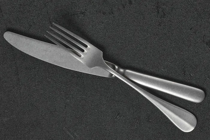 Framed Print : Overhead View of Fork and Knife Print Framed Print : Overhead View of Fork and Knife Print