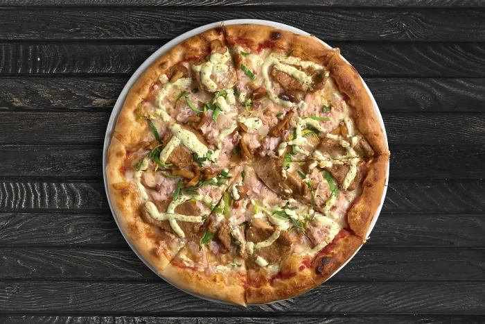 Framed Print : Overhead view of pizza on the table Print Framed Print : Overhead view of pizza on the table Print