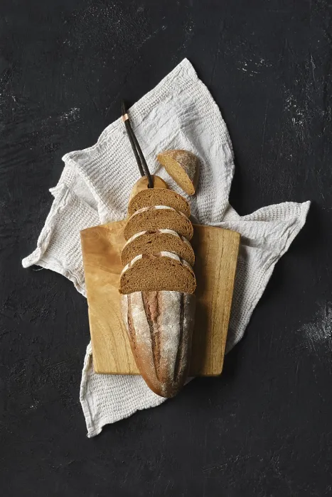 Framed Print : Dark Background Overhead View of Rue Bread Print Framed Print : Dark Background Overhead View of Rue Bread Print