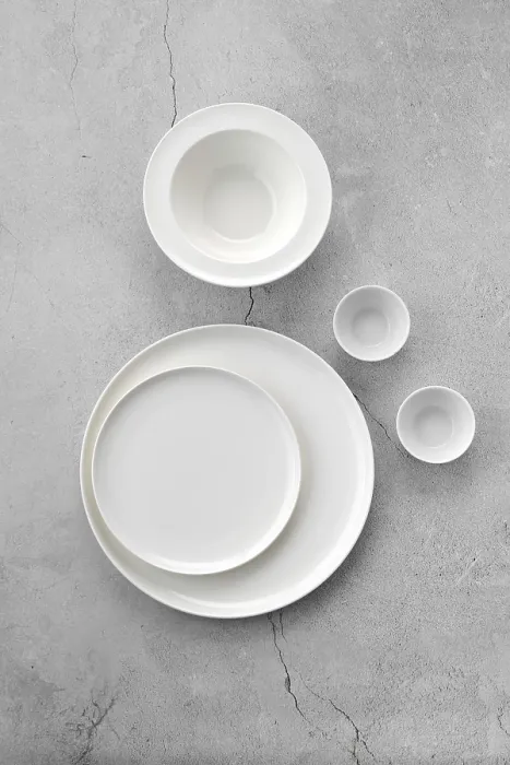 Framed Print : White Tableware Overhead Print Framed Print : White Tableware Overhead Print