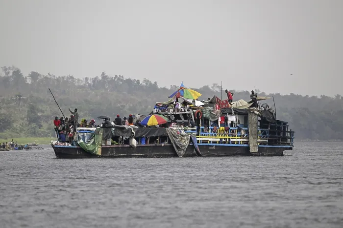 Framed Print : Congo River Overloaded Ferry Print Framed Print : Congo River Overloaded Ferry Print