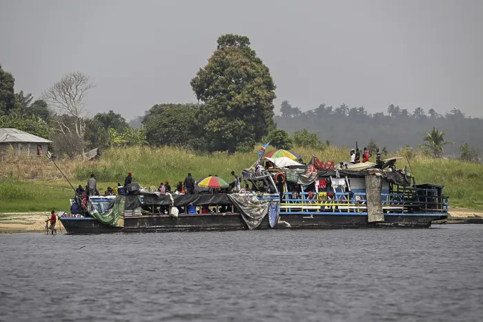 Framed Print : Overloaded Ferry Print on Congo River Framed Print : Overloaded Ferry Print on Congo River