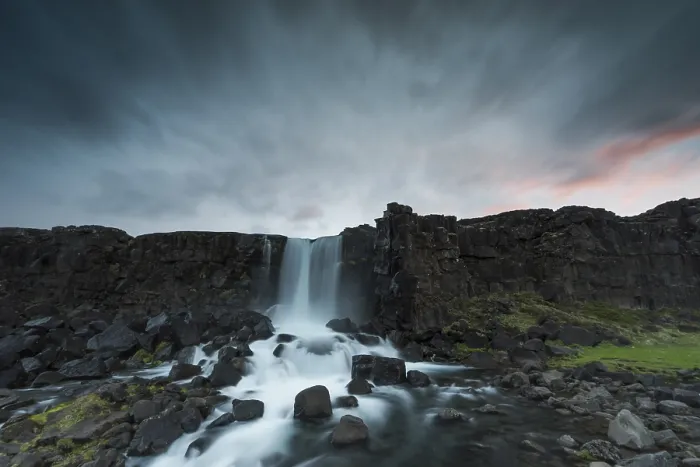Framed Print : Oxararfoss Waterfall Print, Iceland Framed Print : Oxararfoss Waterfall Print, Iceland