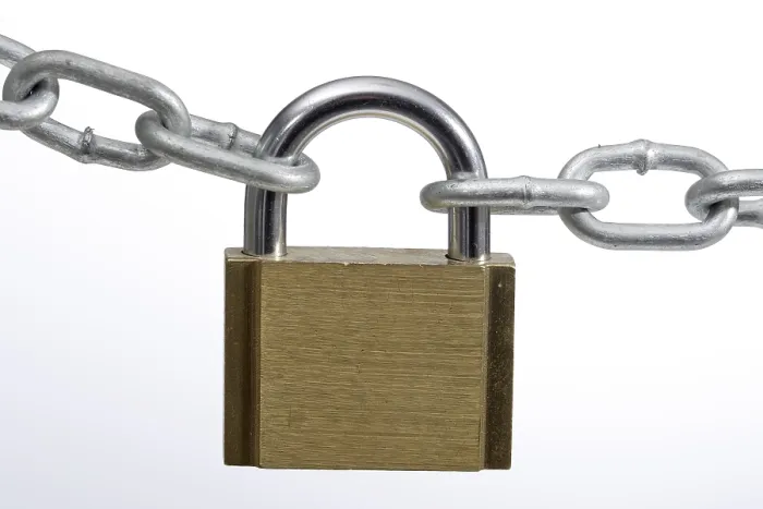 Framed Print : Padlock with Chain Print Framed Print : Padlock with Chain Print
