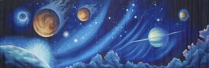 Framed Print : Painted Backdrop of Space Bodies Print Framed Print : Painted Backdrop of Space Bodies Print