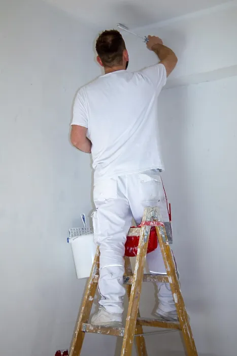 Framed Print : Painter Renovates Old Flat Print Framed Print : Painter Renovates Old Flat Print