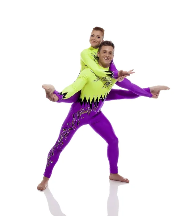 Framed Print : Pair of Acrobats Studio Print Isolated on White Framed Print : Pair of Acrobats Studio Print Isolated on White