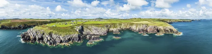 Framed Print : Porthclais Panorama Drone Print, Wales UK Framed Print : Porthclais Panorama Drone Print, Wales UK