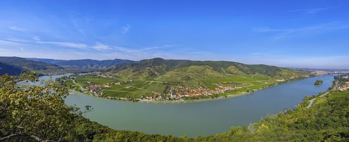 Framed Print : Panorama of Danube Section with Durnstein Print, Wachau, Austria Framed Print : Panorama of Danube Section with Durnstein Print, Wachau, Austria