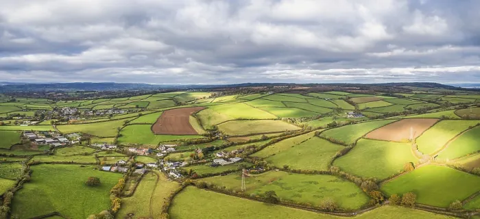 Framed Print : Panorama Print: Devon Meadows in Autumn, England Framed Print : Panorama Print: Devon Meadows in Autumn, England